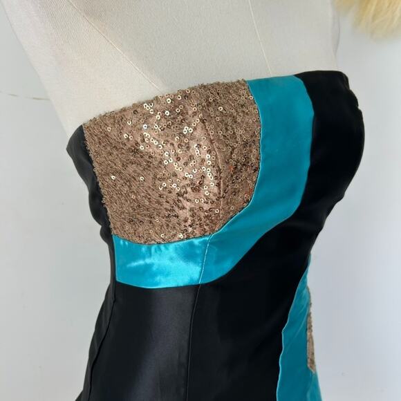 VTG Jessica McClintock x Gunne Sax Mini Dress Size 3 Hoco Sequins Strapless 80s - Picture 5 of 13